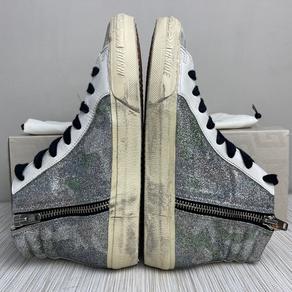 𝅺NEW Golden Goose Slide Classic High-Top Green Camouflage/Ice Sneakers Size 36 - Picture 5 of 8